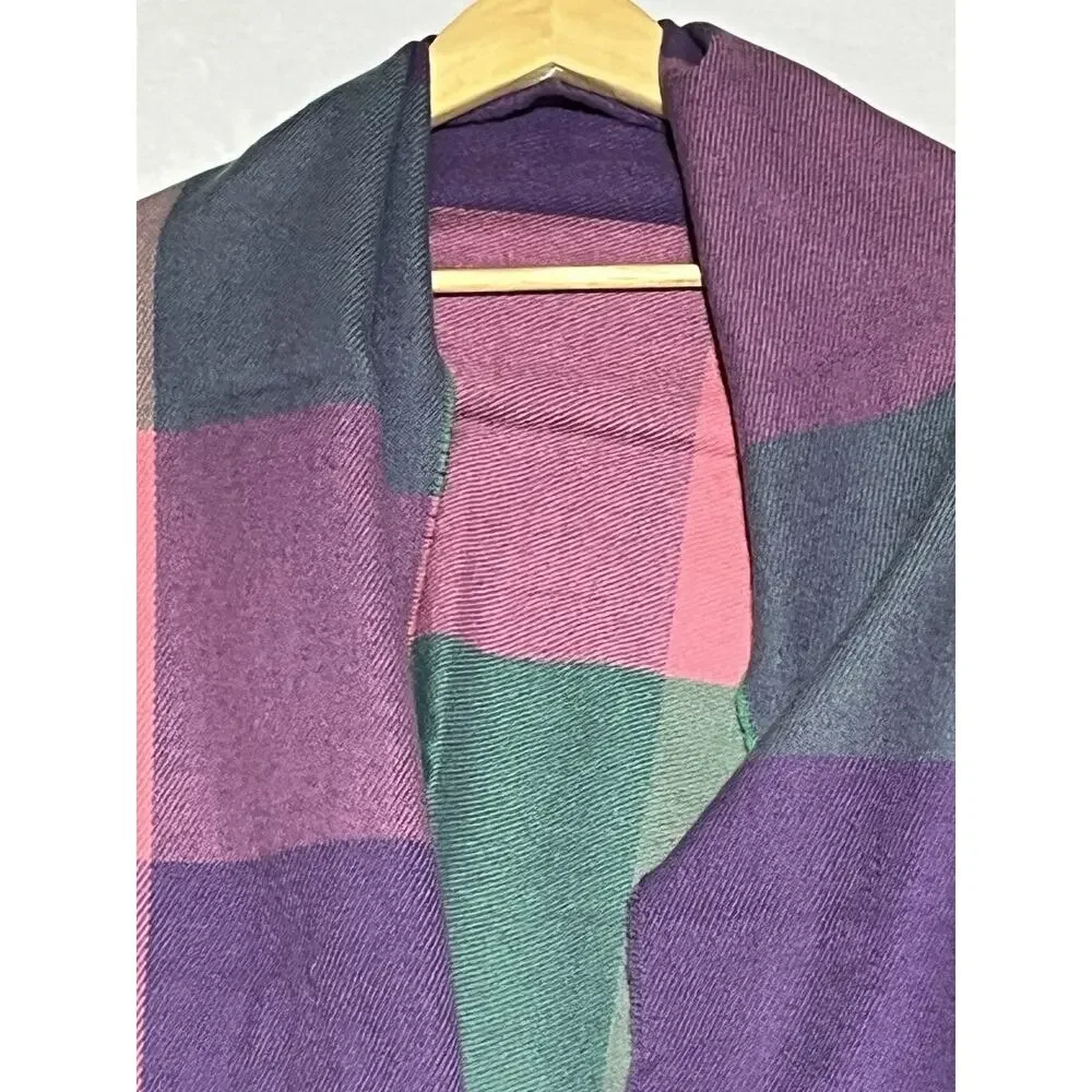 J Crew Wrap Shawl Classic Scarf Large Plaid Colorful 24.5